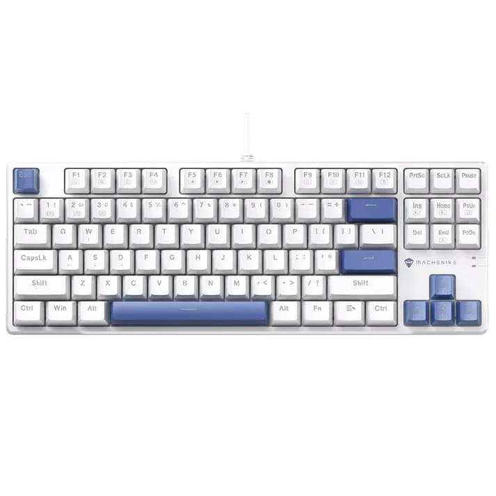 Teclado Mecânico Gamer Machenike K500B-B87 - Branco e Azul -  Switch Brown - 87 Teclas (80% Compacto) - Hotswap - RGB -  Wired (USB-C) - ABNT2 (Imagem 1)