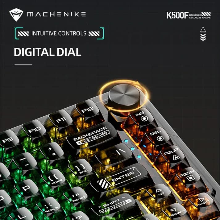 Teclado Mecânico Gamer Machenike K500F-B81 - Crystal - Switch GR Crystal Tactil - 81 Teclas (75% Compacto)- Hot-Swap - RGB - Wired (USB-C) (Imagem 5)