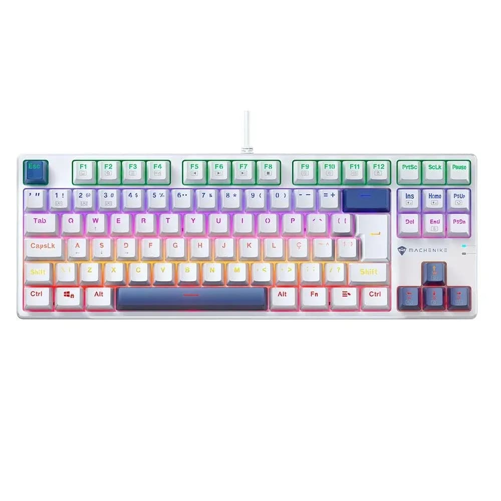 Teclado Mecânico Gamer Machenike K500B-B87 - Branco e Azul - Switch Brown - 87 Teclas (80% Compacto) - Hotswap - RGB - Wired (USB-C) - ABNT2 — imagem 1